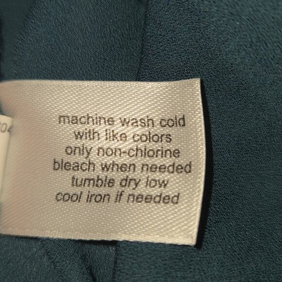 Lane Bryant Womens Size 18/20 Blouse Sheer Teal Flowy Roll Tab Popover Career - Picture 9 of 10